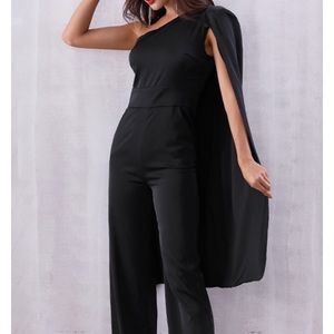 Black jumpsuit with cape